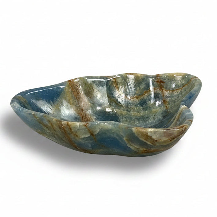 Blue onyx free form snack bowl, glossy, 15x12x4 | Cayen Home