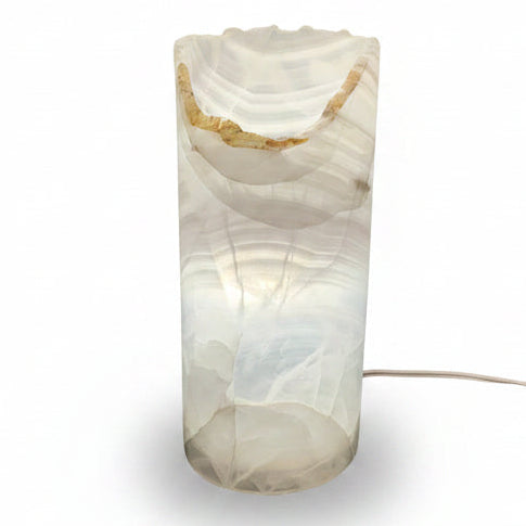 Amber onyx cylinder luminary with open top, 6x6x14in | Cayen Home