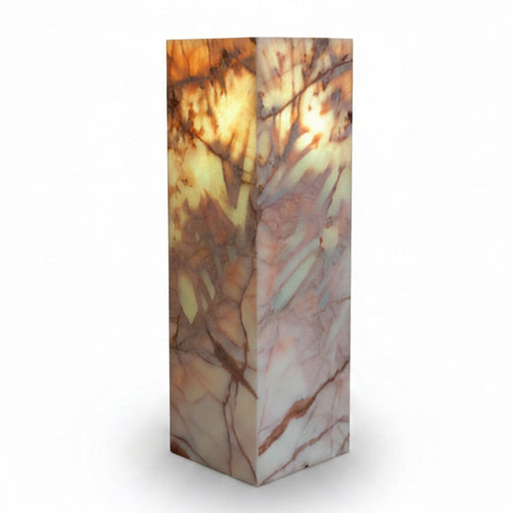 Cherry blossom onyx pedestal luminary, 8x8x24in | Cayen Home