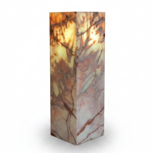 Cherry blossom onyx pedestal luminary, 8x8x24in | Cayen Home