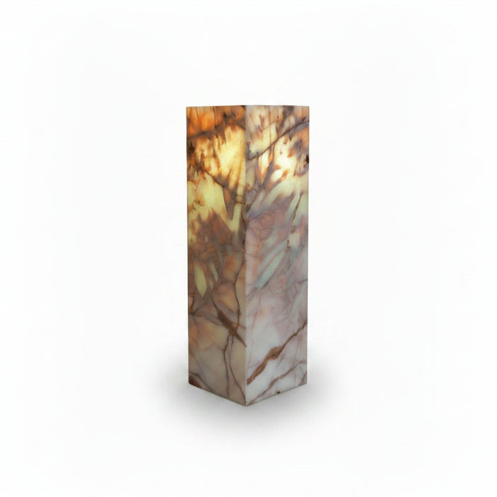 Cherry blossom onyx pedestal luminary, 8x8x24in | Cayen Home