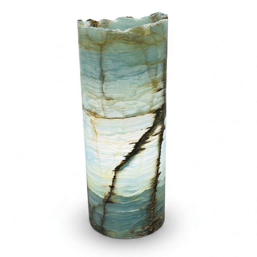 Polished blue onyx cylindrical lamp, 15x40cm | Cayen Home