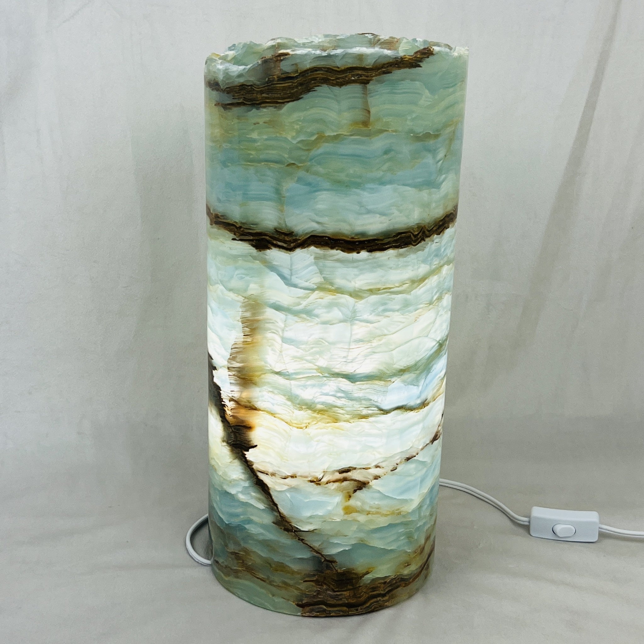 Polished blue onyx cylindrical lamp, 20x45cm, view 2 | Cayen Home