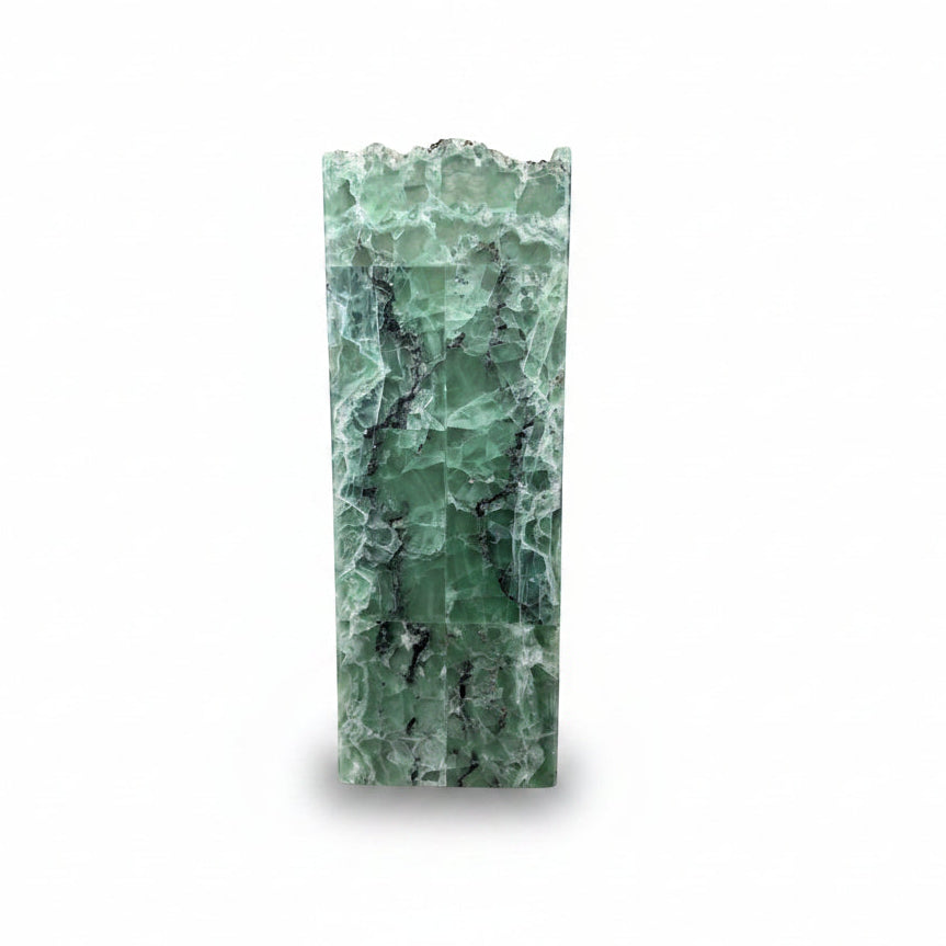 Fluorite prism marquetry lamp, rustic edge | Cayen Home