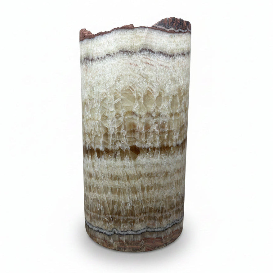 Serpentine onyx cylindrical lamp, rustic edge, 30cm | Cayen Home