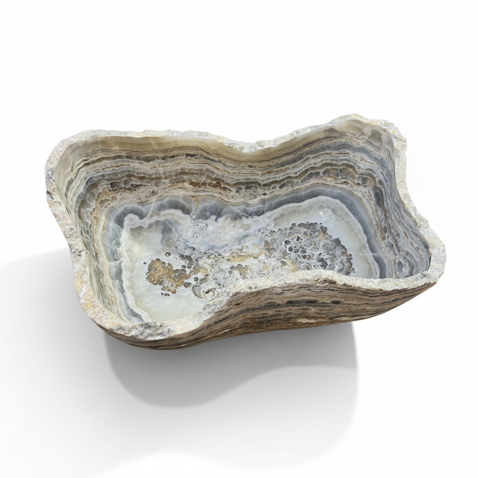 Gray aragonite bowl, D | Cayen Home