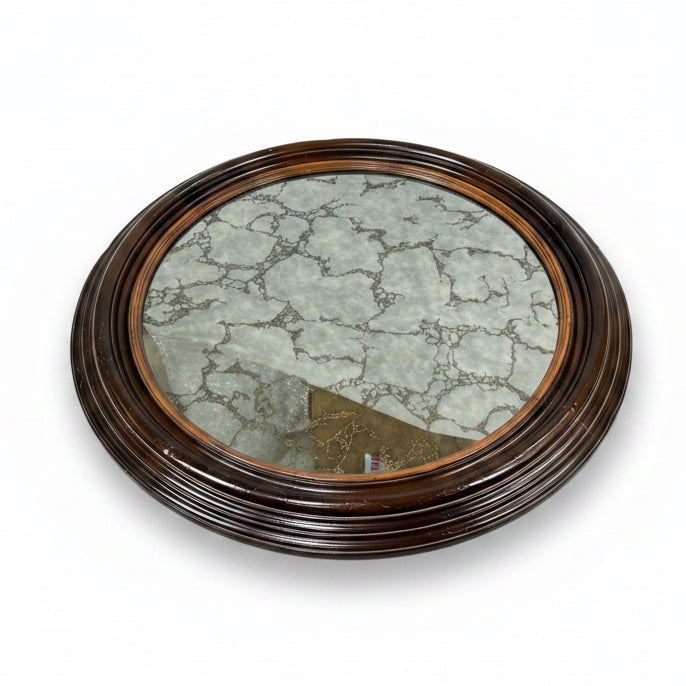 Italian round eglomise mirror with mahogany frame, 36 inch | Cayen Home