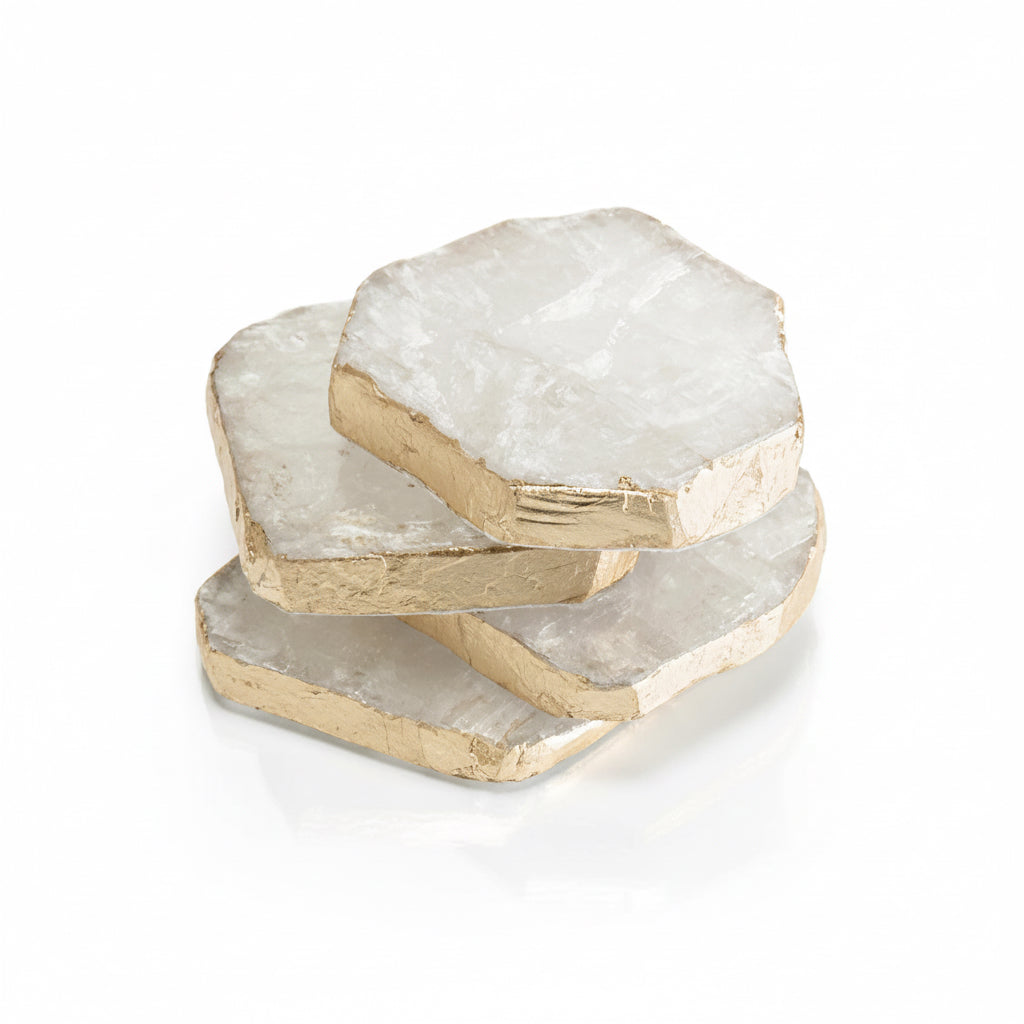 John-Richard selenite coasters, set of two, view 3 | Cayen Home