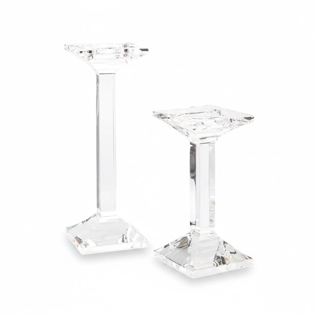 John-Richard square crystal candlesticks, set of two | Cayen Home