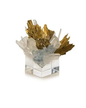 John-Richard stone cluster in clear and yellow quartz with gold | Cayen Home