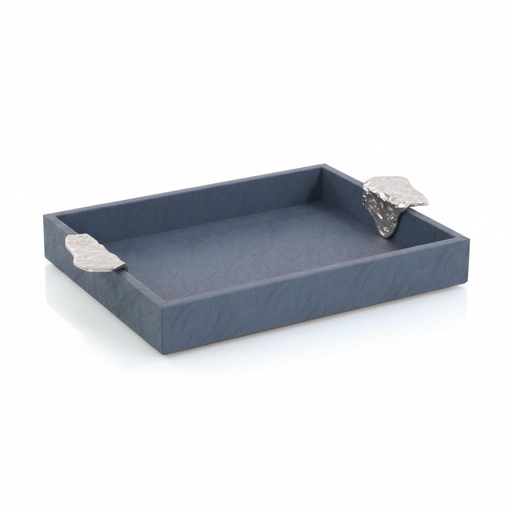 John-Richard Gypsy blue leather tray II | Cayen Home