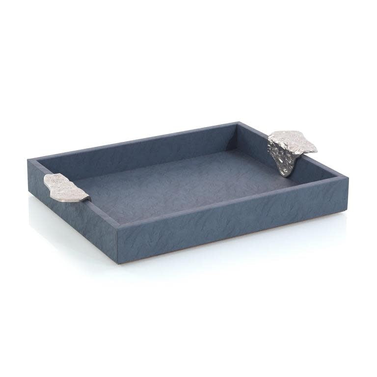 John-Richard Gypsy blue leather tray II | Cayen Home