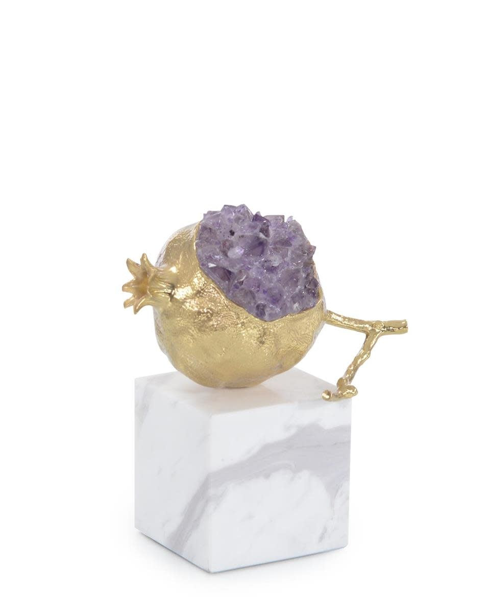 John-Richard brass and amethyst pomegranate sculpture, short | Cayen Home