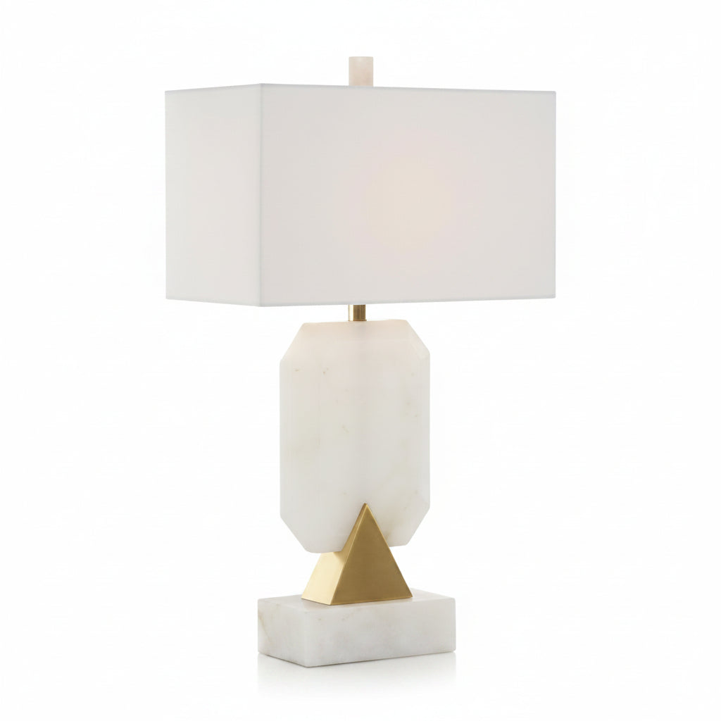 Table lamp with a geometric design on a white background