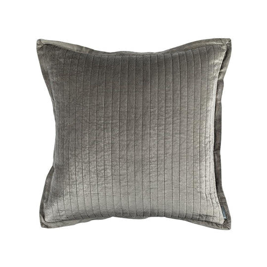 Lili Alessandra Aria quilted Euro pillow, light grey matte velvet, 26x26 | Cayen Home