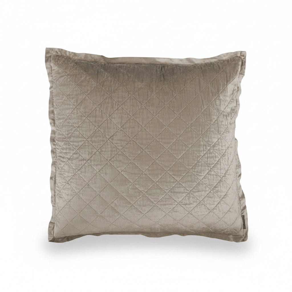 Lili Alessandra Chloe European sham, fawn velvet, 26x26 | Cayen Home