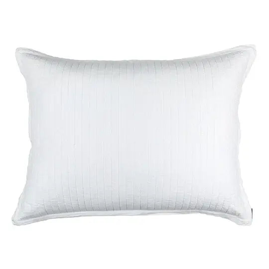 Lili Alessandra Tessa quilted Luxe Euro sham, white linen, 27x36 | Cayen Home