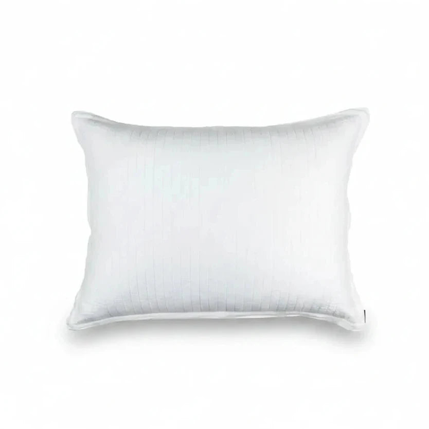Lili Alessandra Tessa quilted Luxe Euro sham, white linen, 27x36 | Cayen Home