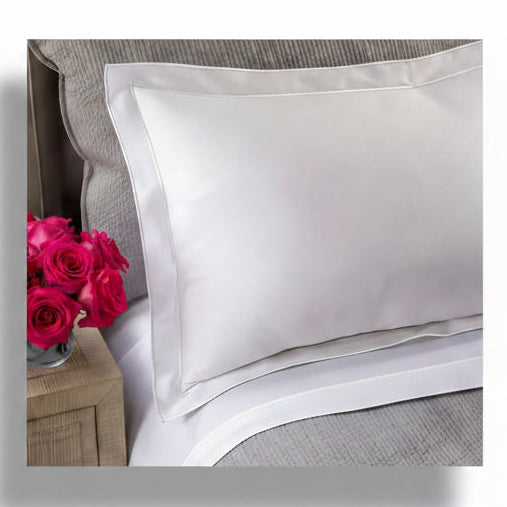 Lili Alessandra Guiliano standard pillowcases, white cotton sateen with embroidery | Cayen Home