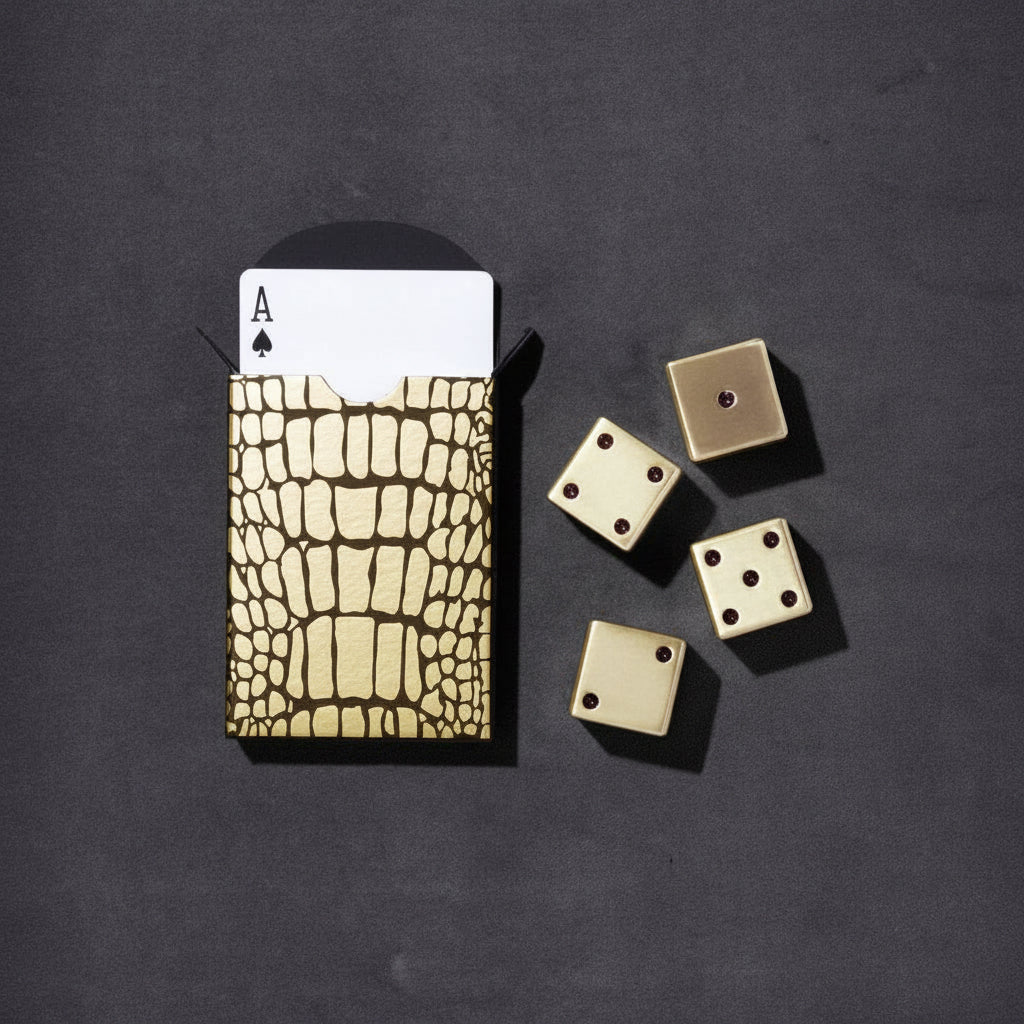 L'Objet crocodile box with playing cards, two decks, gold, view 5 | Cayen Home