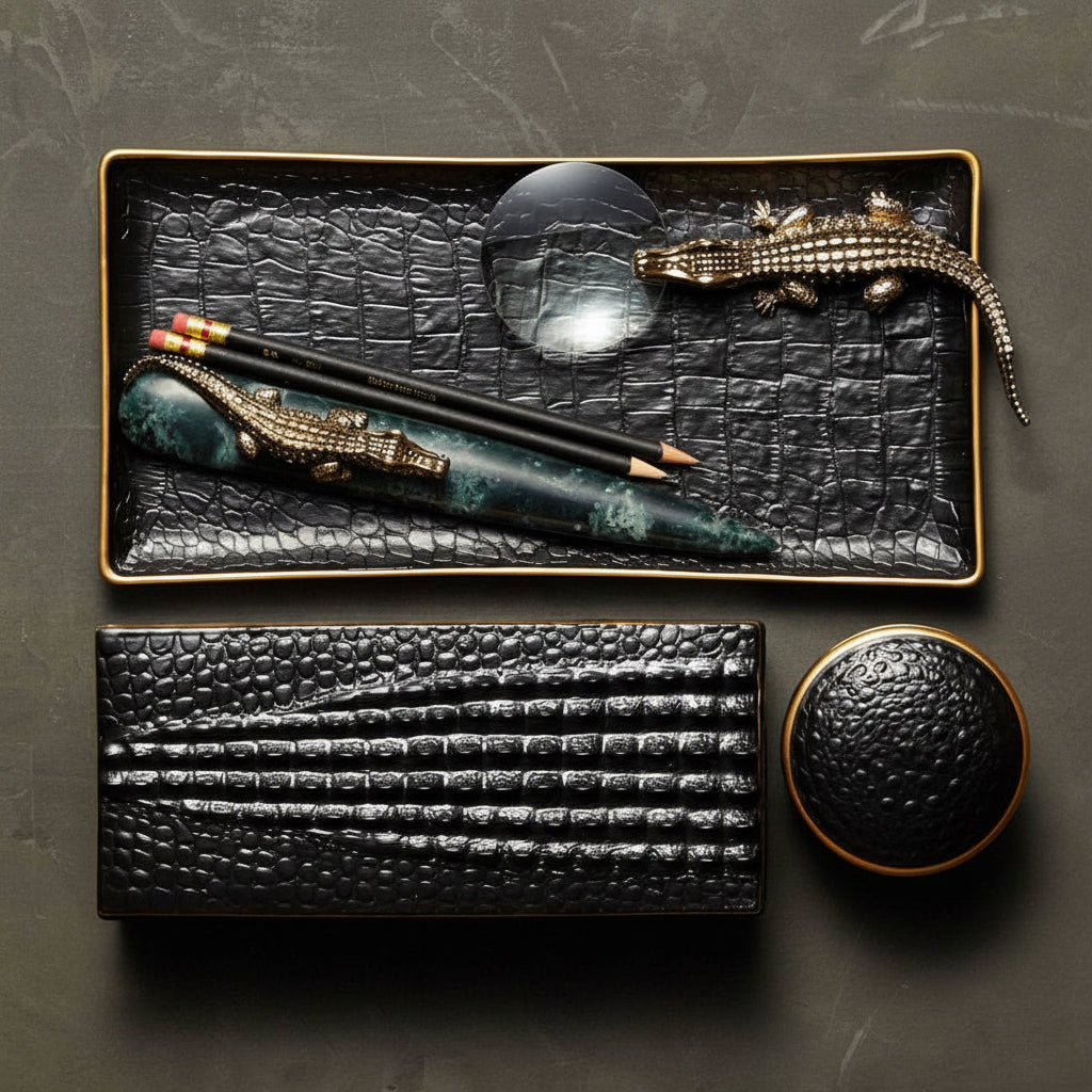 L'Objet crocodile magnifying glass, gold, view 2 | Cayen Home