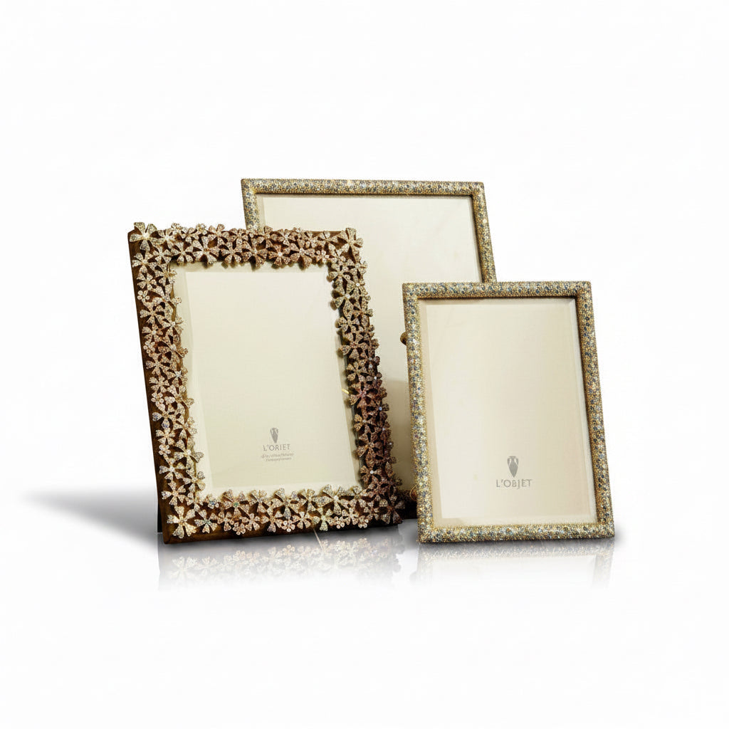 L'Objet Garland frame, platinum with white crystals, medium, view 2 | Cayen Home
