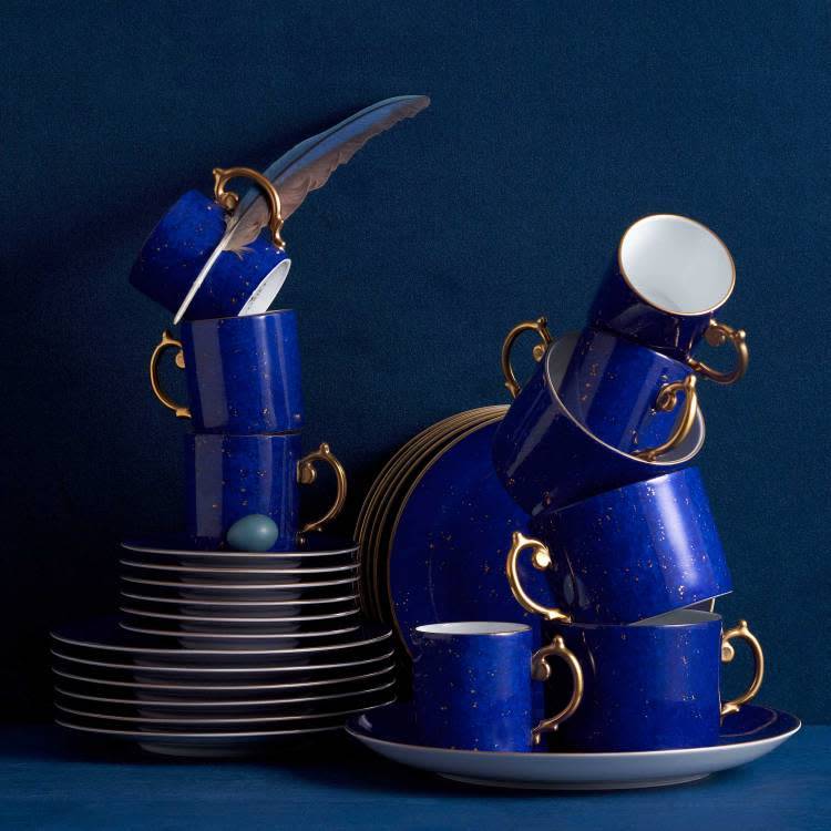 L'Objet Lapis espresso cup and saucer, gift box of 6, view 4 | Cayen Home