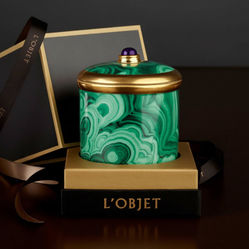 L'Objet Malachite candle, view 2 | Cayen Home