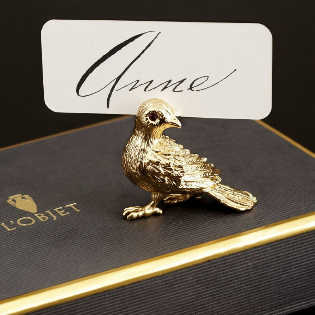L'Objet bird napkin rings, gold with crystals, set of 4, view 3 | Cayen Home