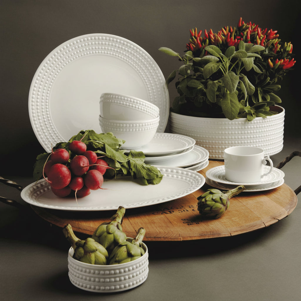 L'Objet Perlae white dessert plate, view 4 | Cayen Home