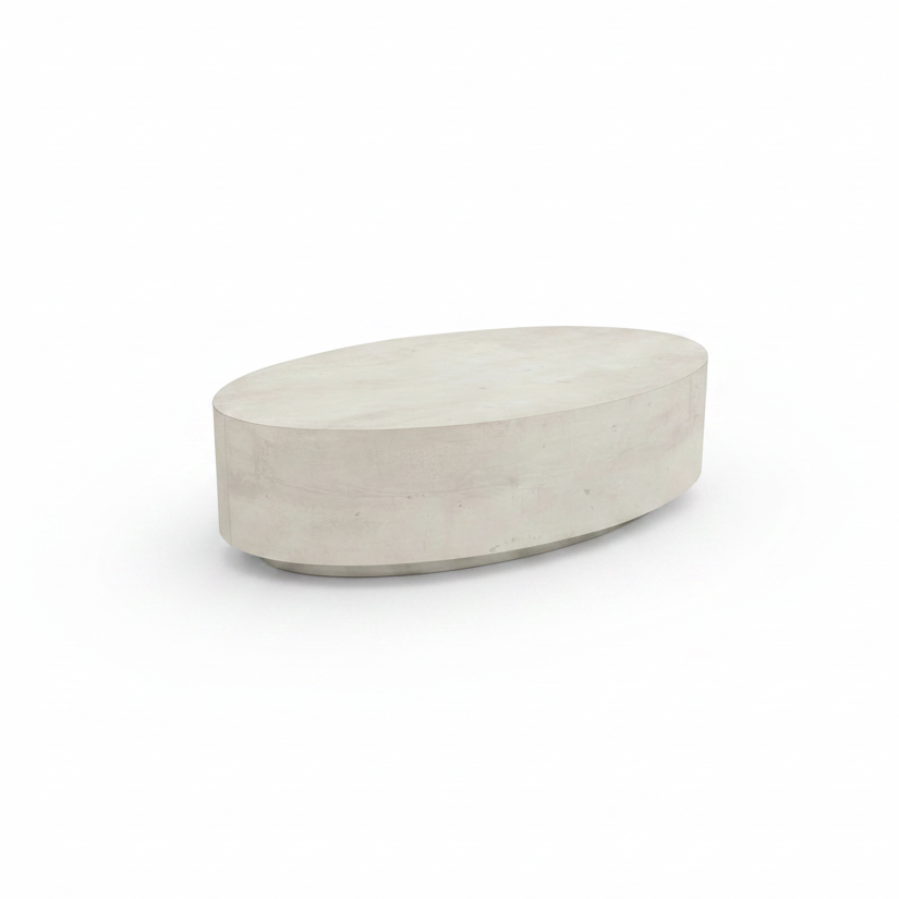 John-Richard Loftus oval cocktail table, Tiza gesso finish | Cayen Home