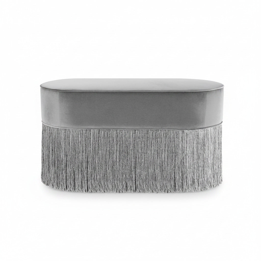 Light gray long oval bench | Cayen Home