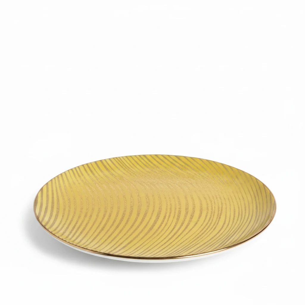 L'Objet Fortuny Delphi yellow dinner plate, view 2 | Cayen Home