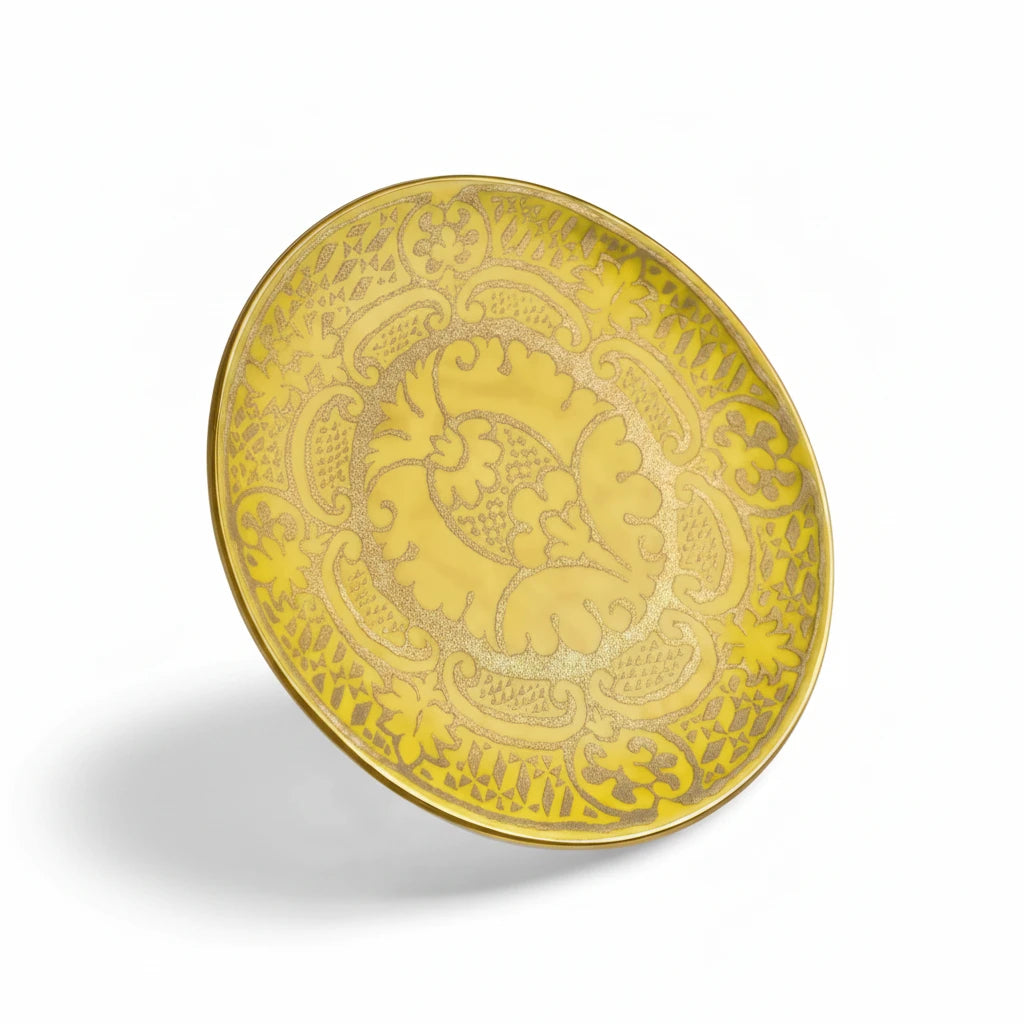 L'Objet Fortuny Orsini yellow dessert plates, set of 4, view 5 | Cayen Home