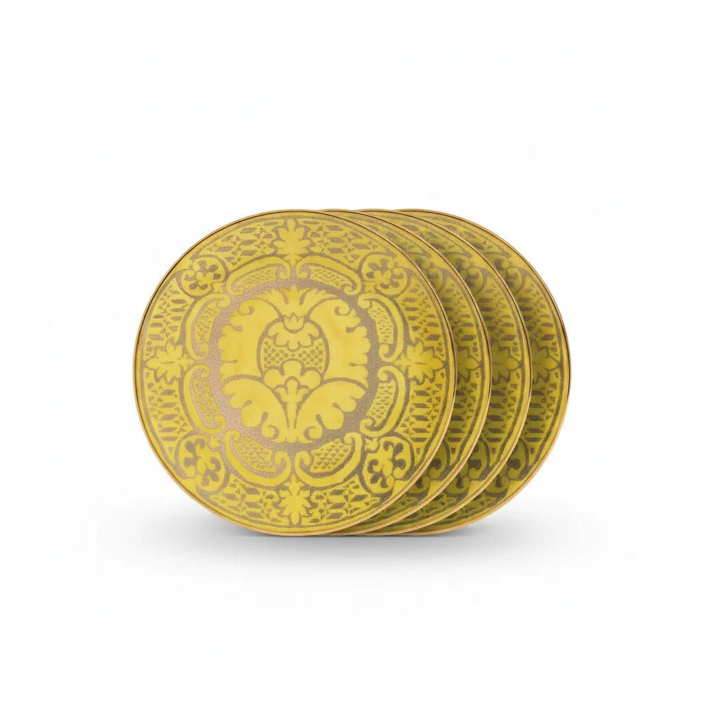 L'Objet Fortuny Orsini yellow dessert plates, set of 4 | Cayen Home