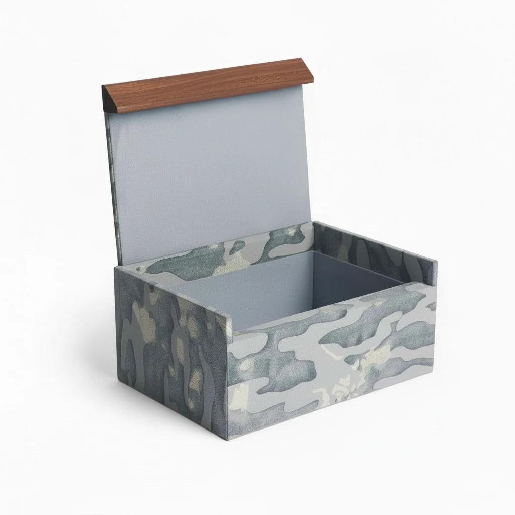 L'Objet Fortuny box, camo isole faded blue, view 3 | Cayen Home