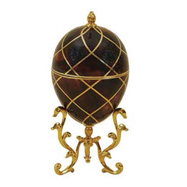 Maitland-Smith red penshell egg box on brass stand | Cayen Home
