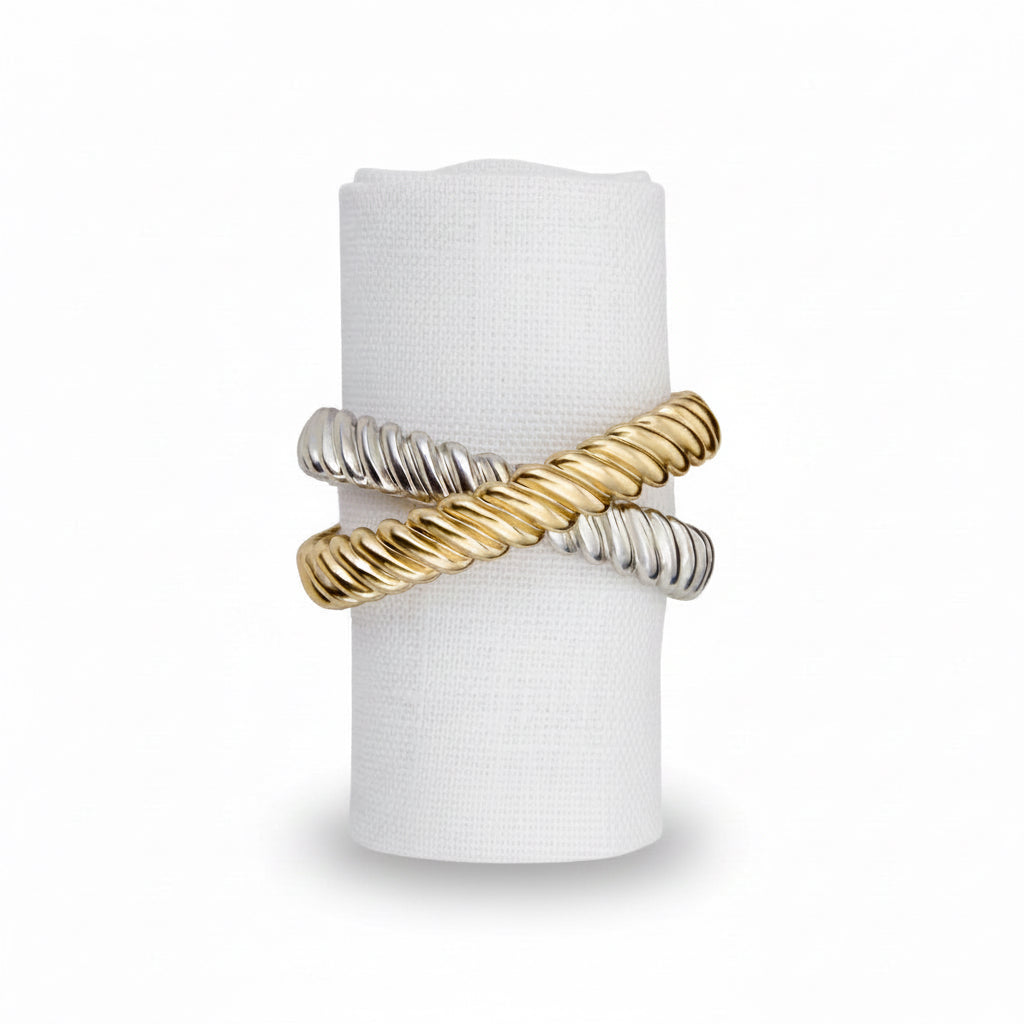 L'Objet Deco Twist napkin jewels, gold and platinum, set of 4 | Cayen Home