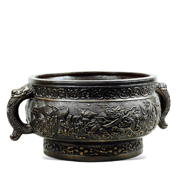 Chinese handled bronze water bowl | Cayen Home