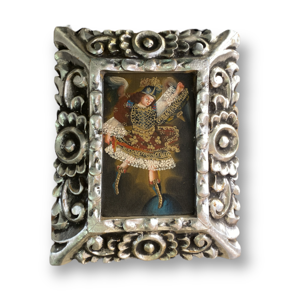 Angel oil painting with silver-gilded baroque frame | Cayen Home