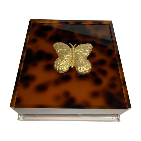 Southern Tribute butterfly cocktail napkin box, clear, view 3 | Cayen Home