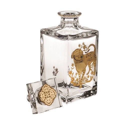 Vista Alegre whisky decanter with gold dog, view 2 | Cayen Home