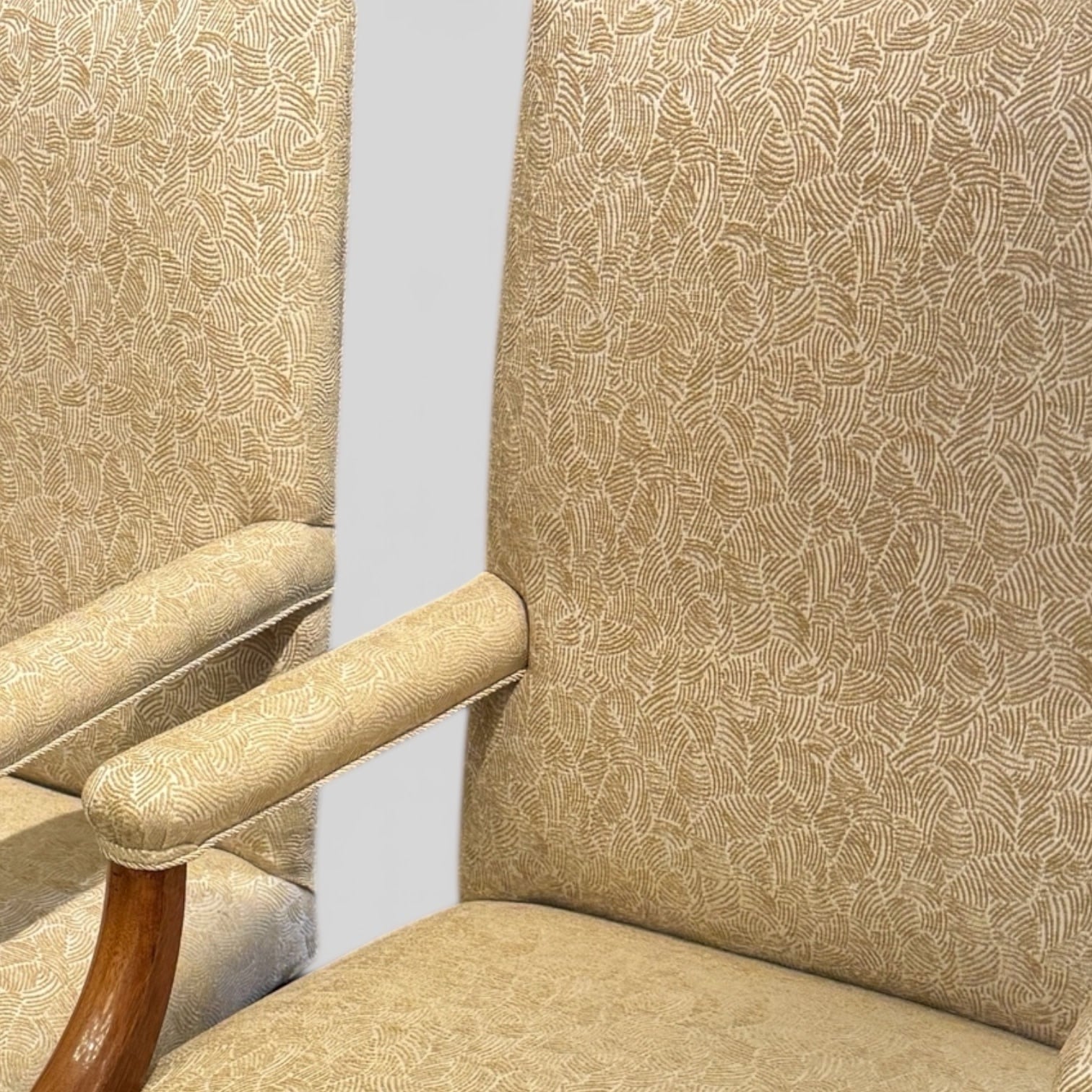Pair of walnut upholstered arm chairs, view 2 | Cayen Home
