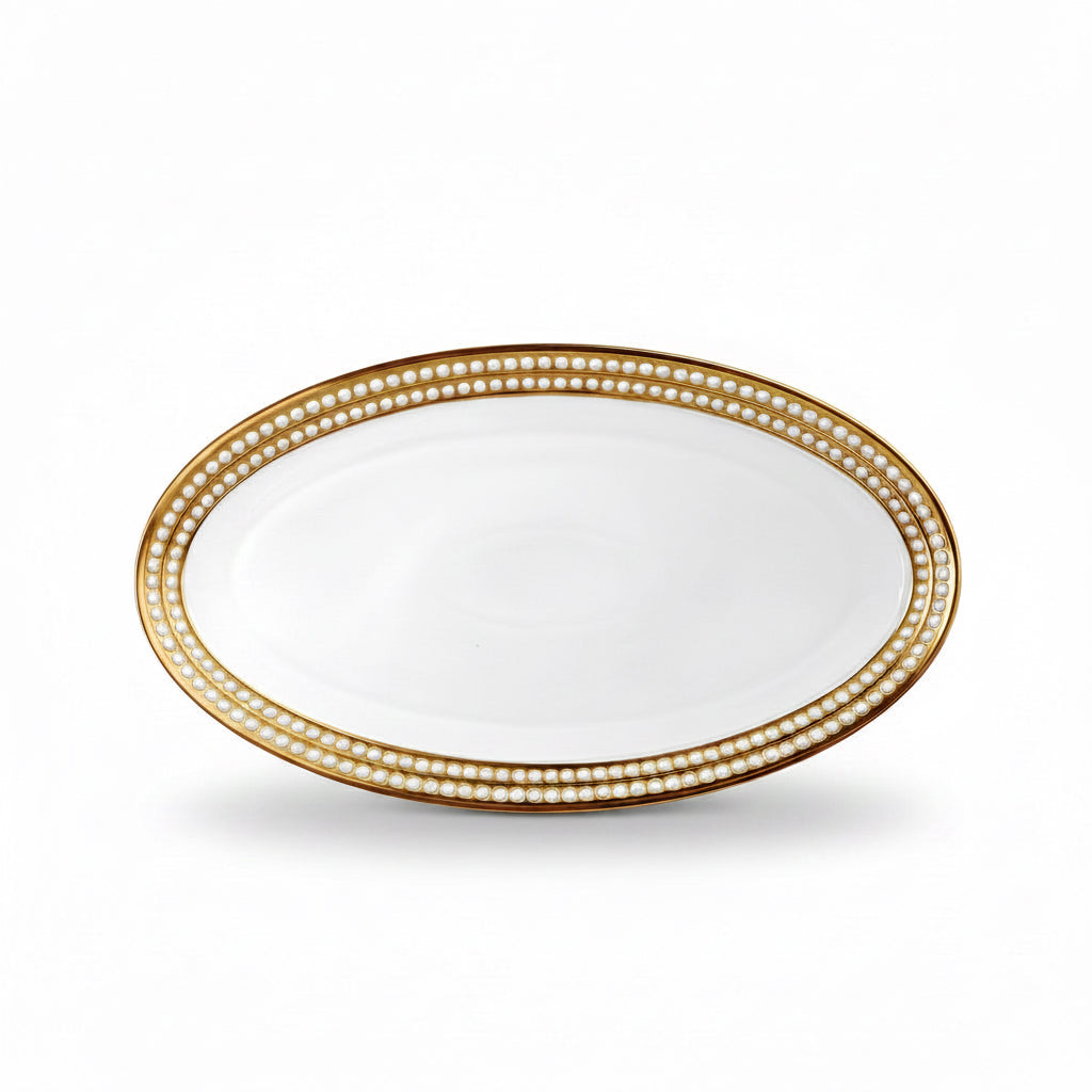 L'Objet Perlae gold oval platter, large | Cayen Home