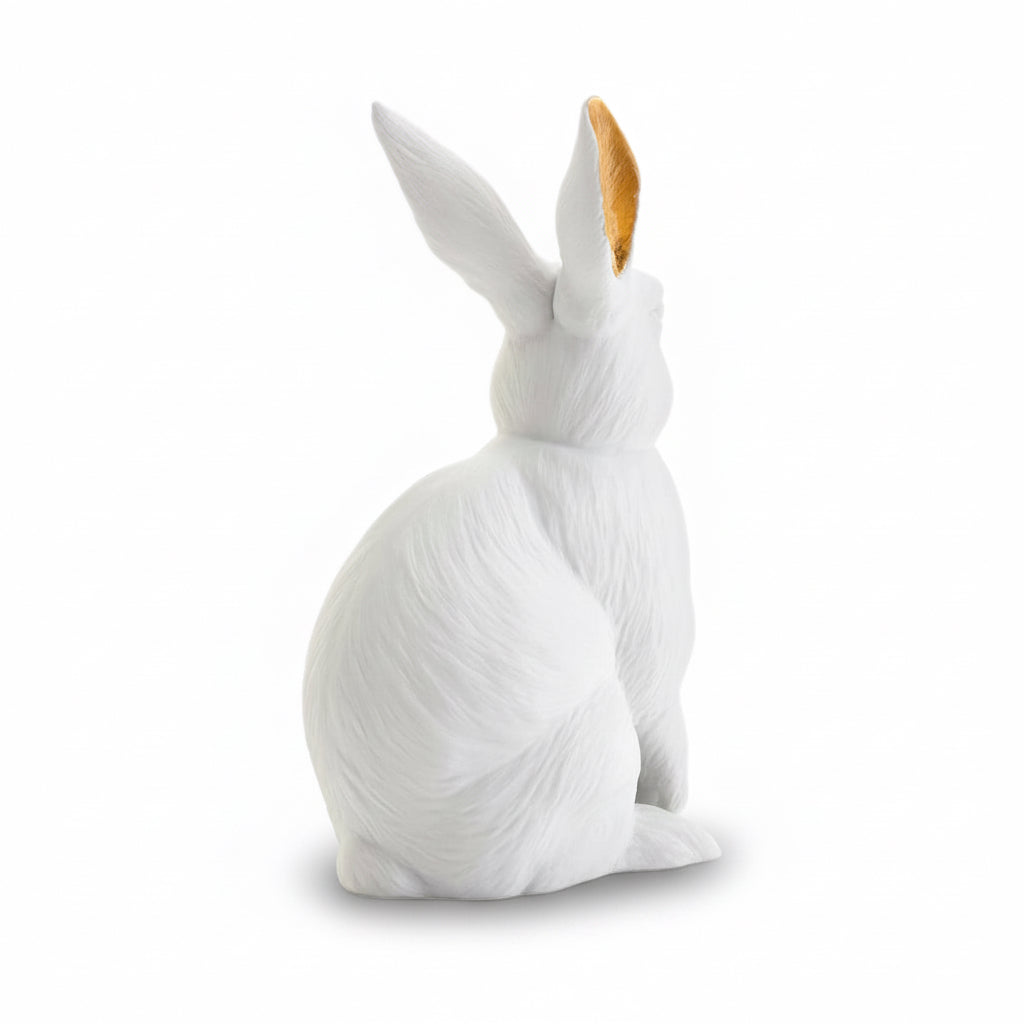 L'Objet White Rabbit Lapin porcelain sculpture, view 3 | Cayen Home