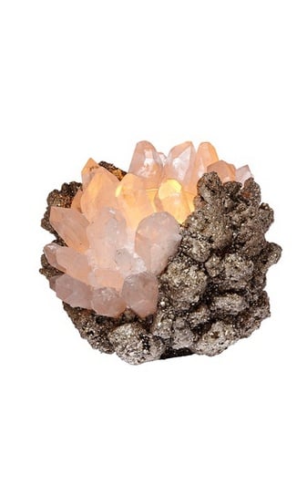 Clear quartz and pyrite votive, large, view 2 | Cayen Home