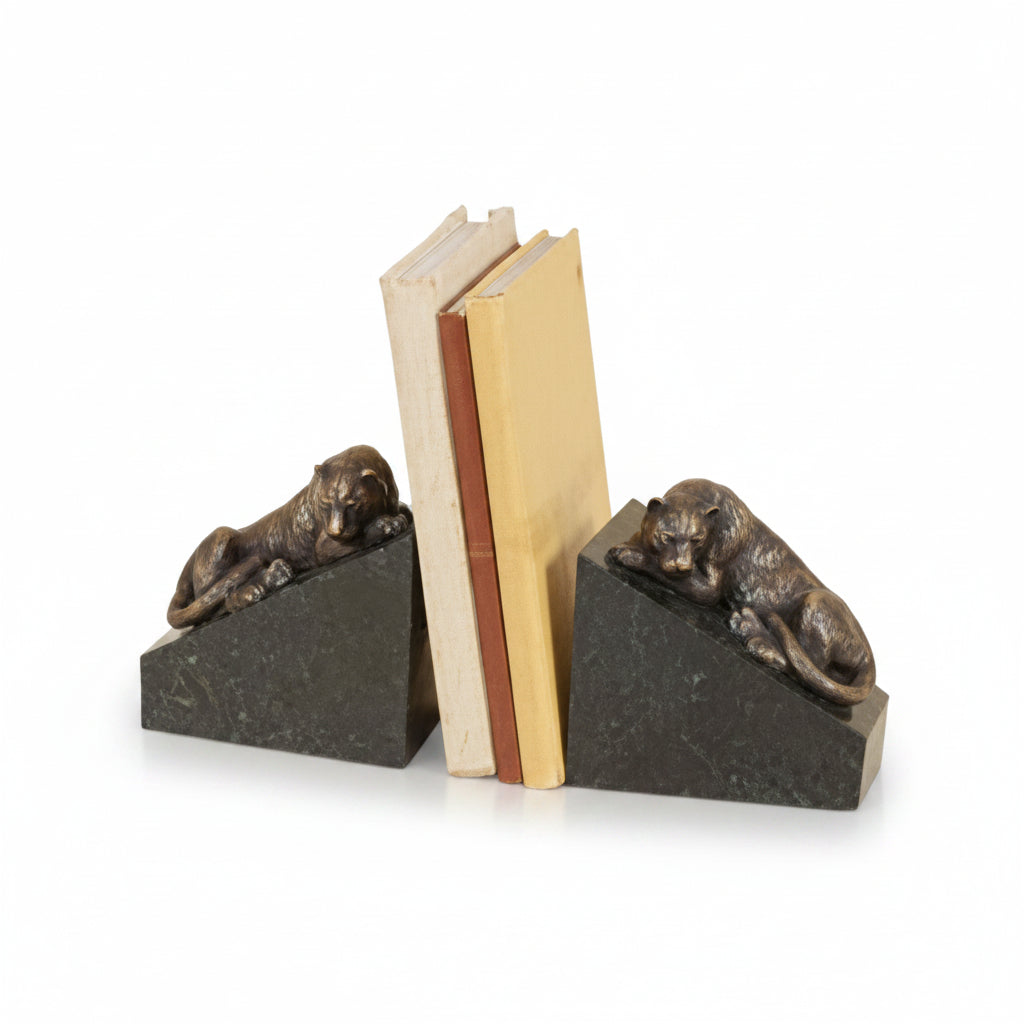 Maitland-Smith cast brass panther bookends, pair | Cayen Home