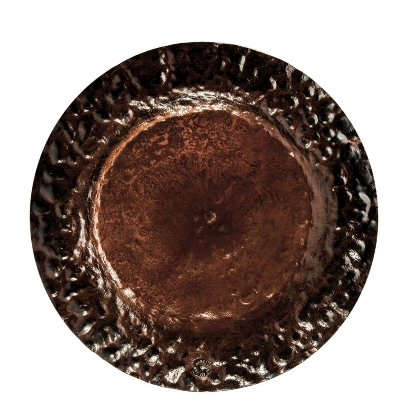 Jan Barboglio double hammered iron charger, 14 inch | Cayen Home