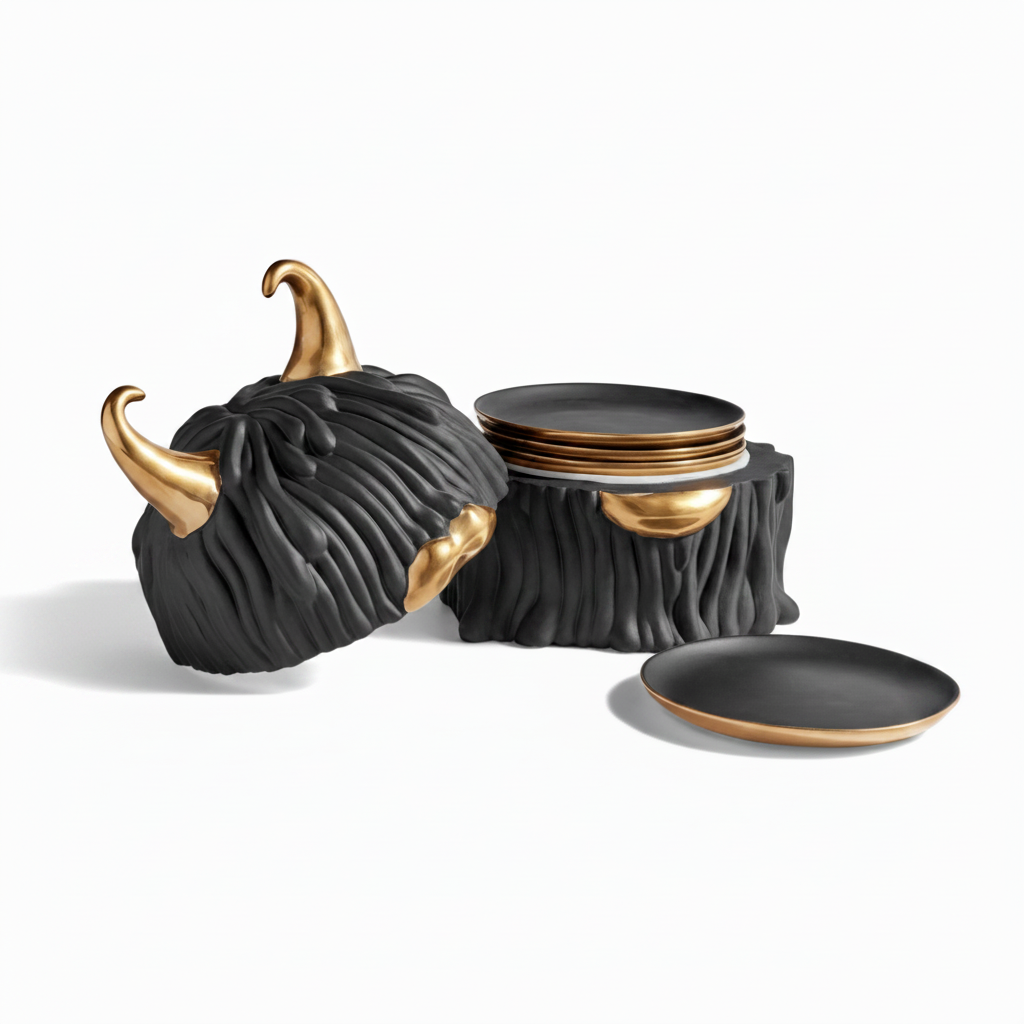 L'Objet Haas Lynda box and plates, set of 4, view 2 | Cayen Home