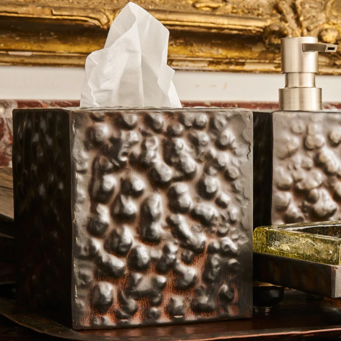 Jan Barboglio iron tissue box cover, view 3 | Cayen Home